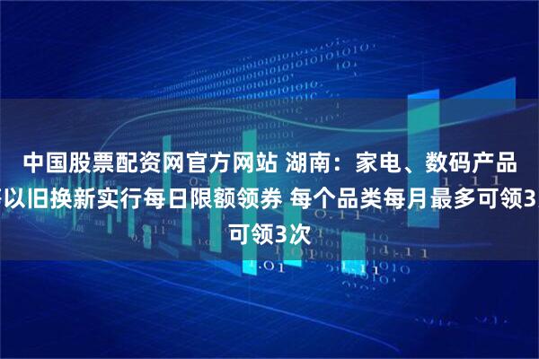 中国股票配资网官方网站 湖南：家电、数码产品等以旧换新实行每日限额领券 每个品类每月最多可领3次